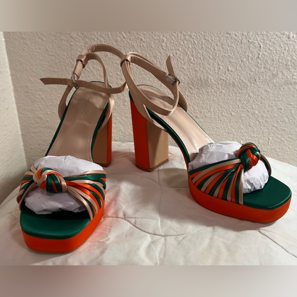 sun gurg Open Toe Sandals Ankle Strap Platform Chunky High Heels Bowknot shoes - Picture 5 of 13